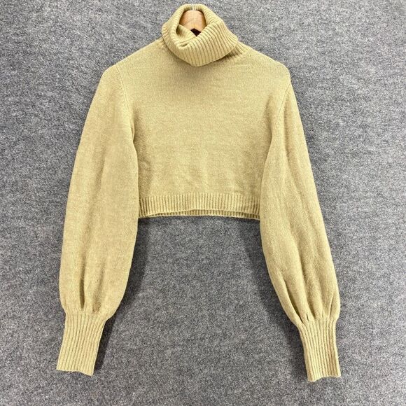 Princess Polly Sweaters - Princess Polly Sweater Pullover Women 2 Beige Knit Turtleneck Long Sleeve Crop